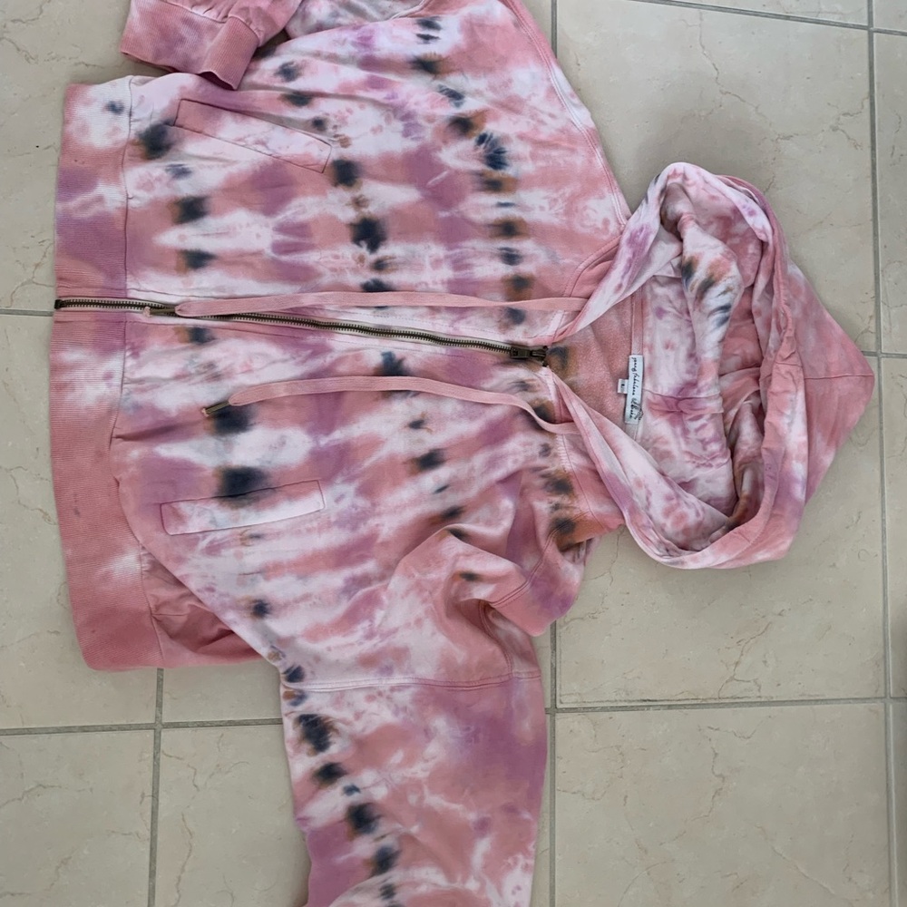 Pink Tie-Dye Zip Hoodie $30.  Size L